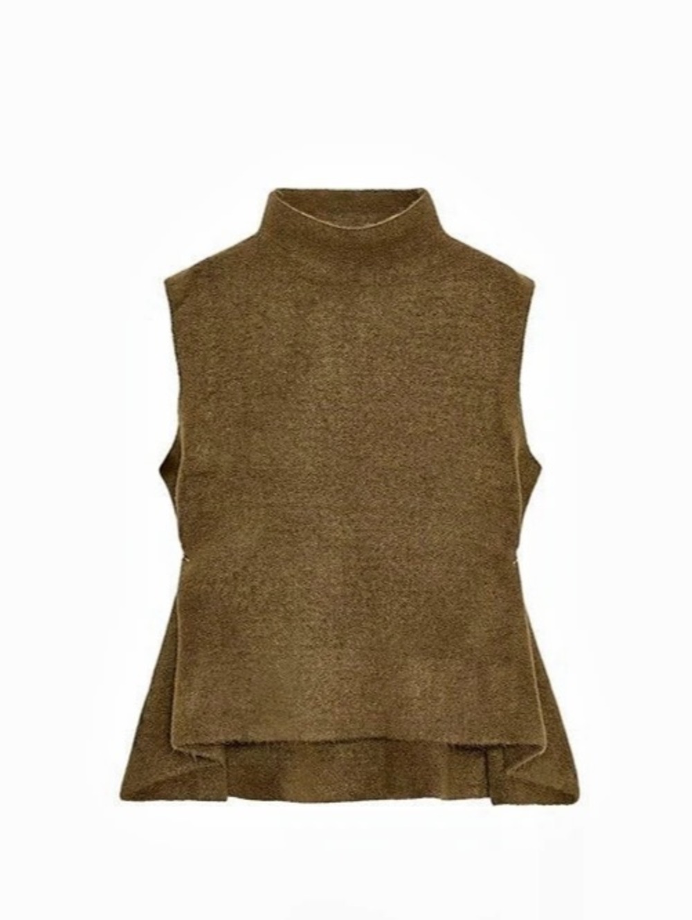 Zara Asymmetric Knit Top with Side Appliqués Mid-Green
